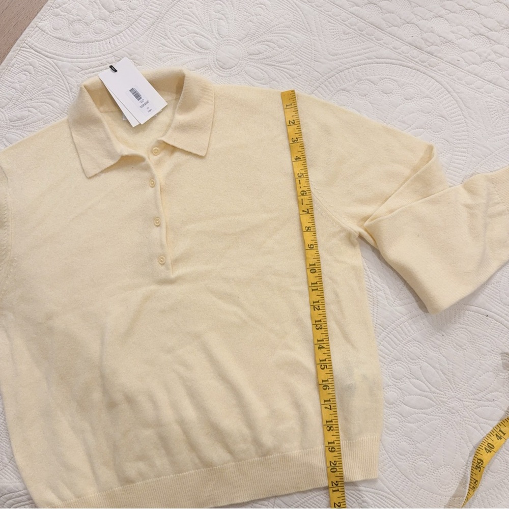 NWT 128138 polo cashmere Sweater Aritzia butter yellow L - Picture 4 of 5